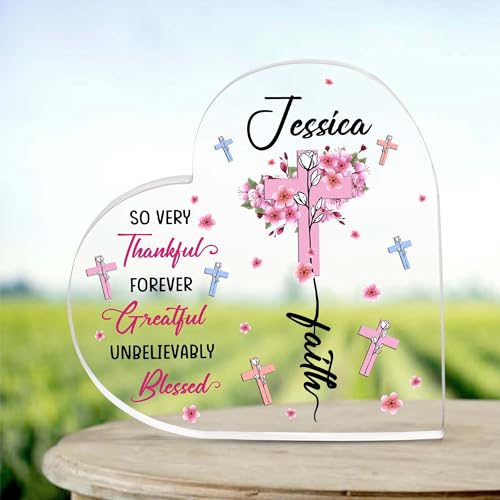 Christian Gifts, Family Religious Gifts for Men Women, Heart-shaped Christian Acrylic Plaque, Christmas Acrylic Plaque, Christian Decorations for Home, Religious Decor, Christian Friend Gifts