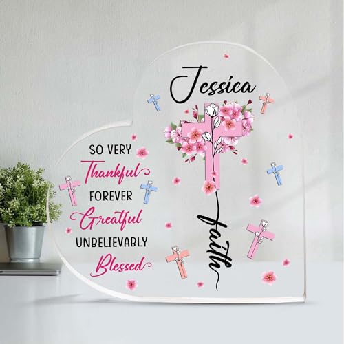 Christian Gifts, Family Religious Gifts for Men Women, Heart-shaped Christian Acrylic Plaque, Christmas Acrylic Plaque, Christian Decorations for Home, Religious Decor, Christian Friend Gifts