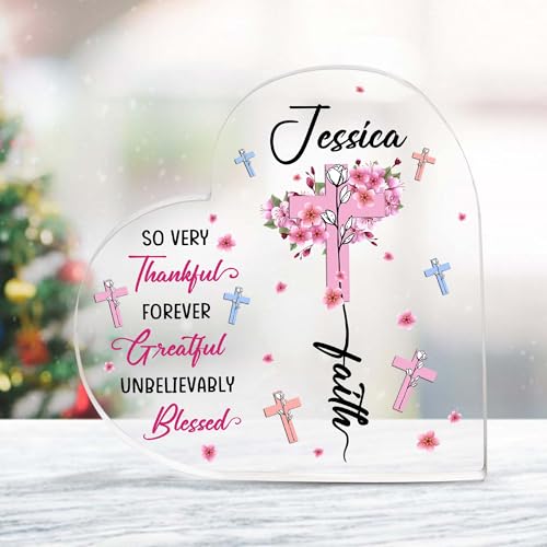 Christian Gifts, Family Religious Gifts for Men Women, Heart-shaped Christian Acrylic Plaque, Christmas Acrylic Plaque, Christian Decorations for Home, Religious Decor, Christian Friend Gifts