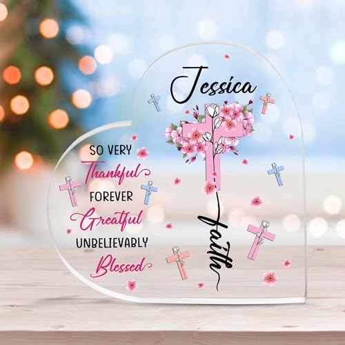 Christian Gifts, Family Religious Gifts for Men Women, Heart-shaped Christian Acrylic Plaque, Christmas Acrylic Plaque, Christian Decorations for Home, Religious Decor, Christian Friend Gifts
