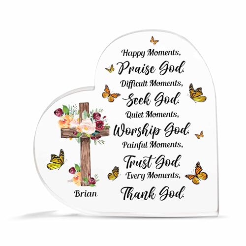 Christian Gifts, Family Religious Gifts for Men Women, Heart-shaped Christian Acrylic Plaque, Christmas Acrylic Plaque, Christian Decorations for Home, Religious Decor, Christian Friend Gifts