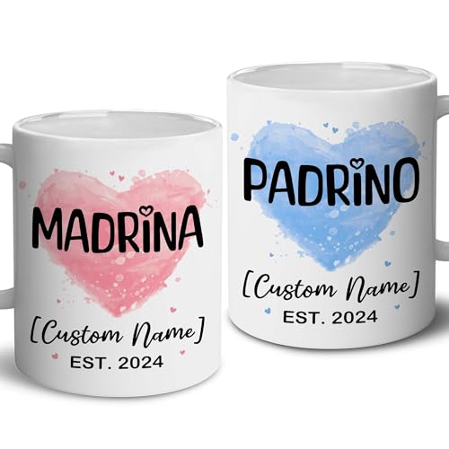 Godparents Proposal Mug Set, Padrino De Bautizo Cup Set, Bautizo Recuerdos Juego De 2 Tazas,God parents Presents Proposal, Quieren Ser Mis Padrinos, Quieres Ser Mi Madrina, Wedding Mug 11OZ