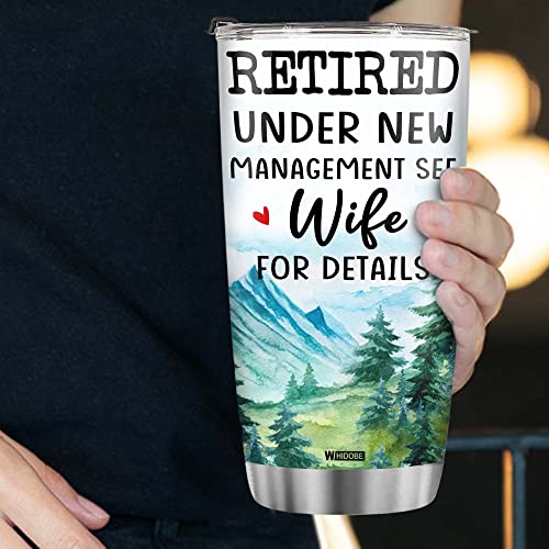 Retired Tumbler Retired Under New Management See Grandkids For Details Tumbler Funny Happy Retirement Gift For Grandma Women From Grandkids On Mothers Day Birthday Anniversary Christmas