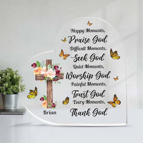 Christian Gifts, Family Religious Gifts for Men Women, Heart-shaped Christian Acrylic Plaque, Christmas Acrylic Plaque, Christian Decorations for Home, Religious Decor, Christian Friend Gifts