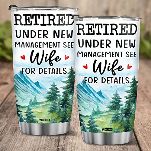 Retired Tumbler Retired Under New Management See Grandkids For Details Tumbler Funny Happy Retirement Gift For Grandma Women From Grandkids On Mothers Day Birthday Anniversary Christmas
