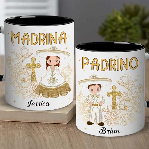 Godparents Proposal Mug Set, Padrino De Bautizo Cup Set, Bautizo Recuerdos Juego De 2 Tazas,God parents Presents Proposal, Quieren Ser Mis Padrinos, Quieres Ser Mi Madrina, Wedding Mug 11OZ