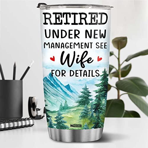 Retired Tumbler Retired Under New Management See Grandkids For Details Tumbler Funny Happy Retirement Gift For Grandma Women From Grandkids On Mothers Day Birthday Anniversary Christmas