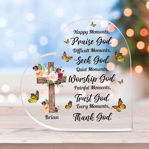 Christian Gifts, Family Religious Gifts for Men Women, Heart-shaped Christian Acrylic Plaque, Christmas Acrylic Plaque, Christian Decorations for Home, Religious Decor, Christian Friend Gifts