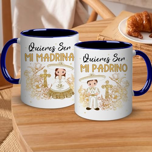 Godparents Proposal Mug Set, Padrino De Bautizo Cup Set, Bautizo Recuerdos Juego De 2 Tazas,God parents Presents Proposal, Quieren Ser Mis Padrinos, Quieres Ser Mi Madrina, Wedding Mug 11OZ