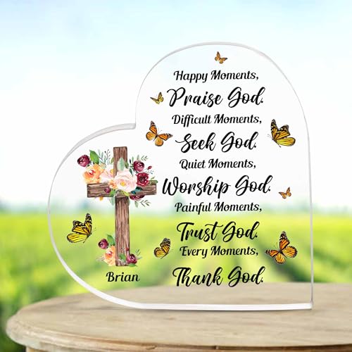 Christian Gifts, Family Religious Gifts for Men Women, Heart-shaped Christian Acrylic Plaque, Christmas Acrylic Plaque, Christian Decorations for Home, Religious Decor, Christian Friend Gifts