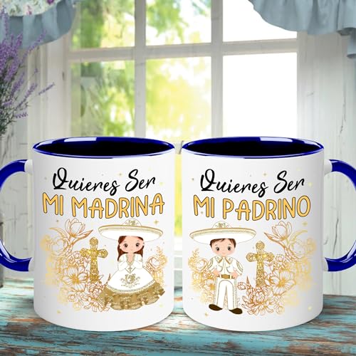 Godparents Proposal Mug Set, Padrino De Bautizo Cup Set, Bautizo Recuerdos Juego De 2 Tazas,God parents Presents Proposal, Quieren Ser Mis Padrinos, Quieres Ser Mi Madrina, Wedding Mug 11OZ