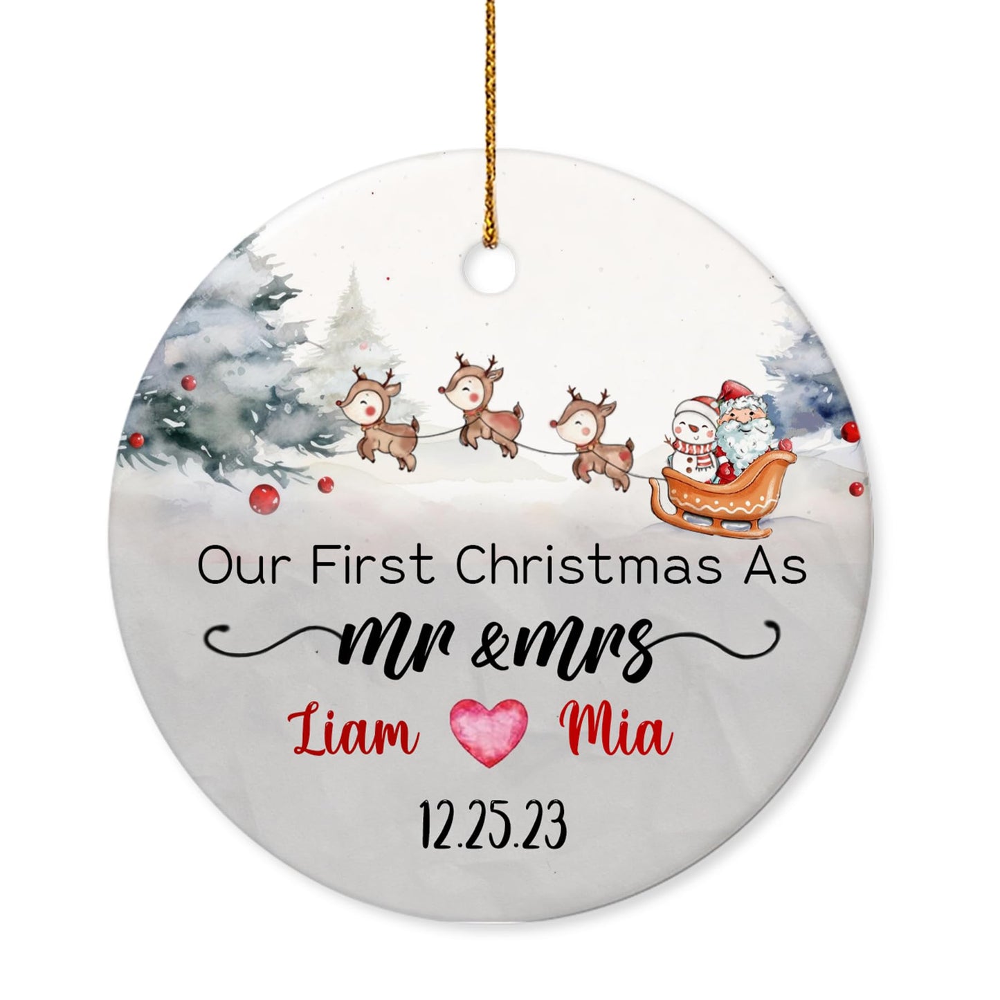 Our First Christmas as Mr. and Mrs. Ornament, Wedding Gifts for Couple Bride and Groom, 1st Christmas Married Ornaments, 2023 Christmas Tree Decoration, Bridal Shower Gift, Newlywed Gift