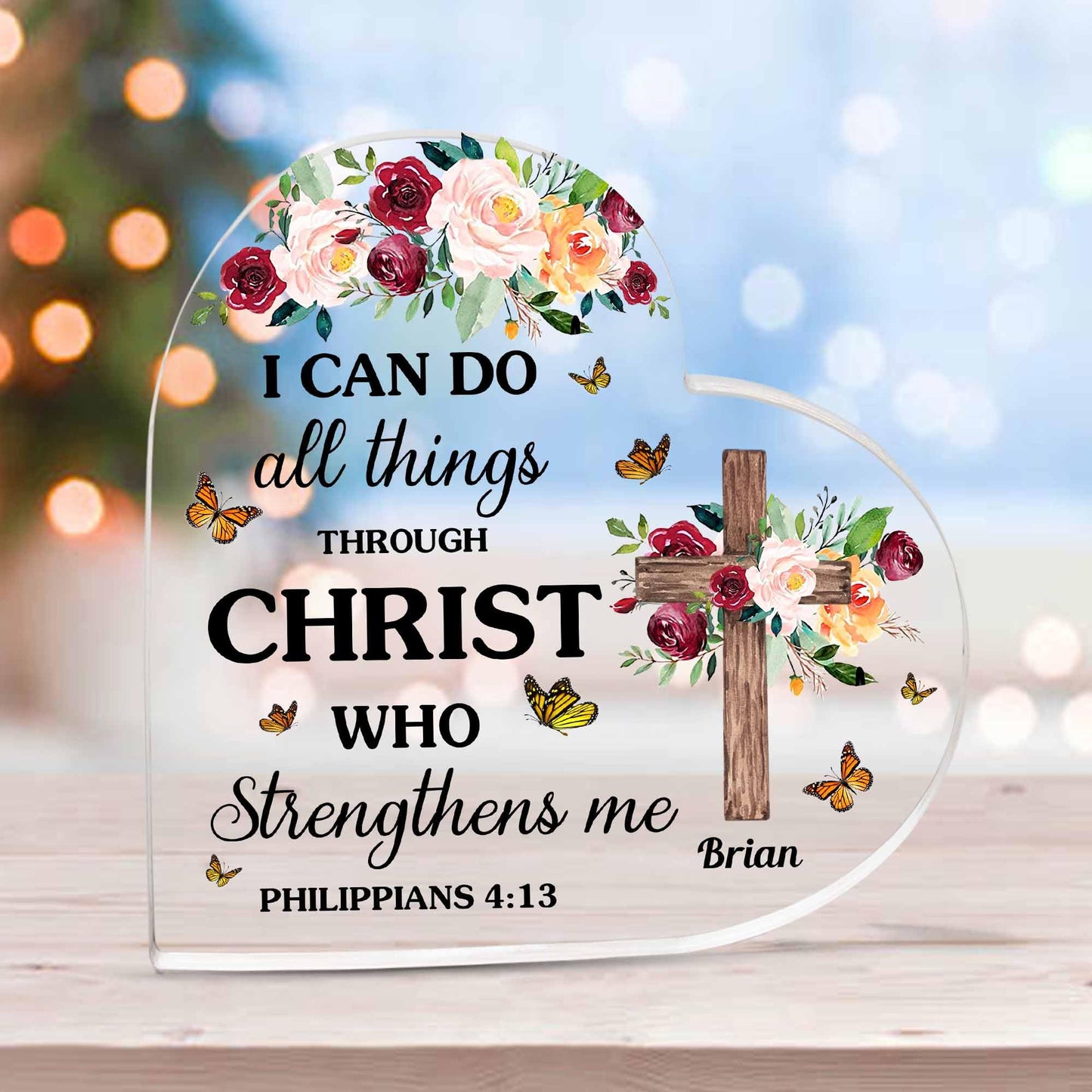 Christian Gifts, Family Religious Gifts for Men Women, Heart-shaped Christian Acrylic Plaque, Christmas Acrylic Plaque, Christian Decorations for Home, Religious Decor, Christian Friend Gifts