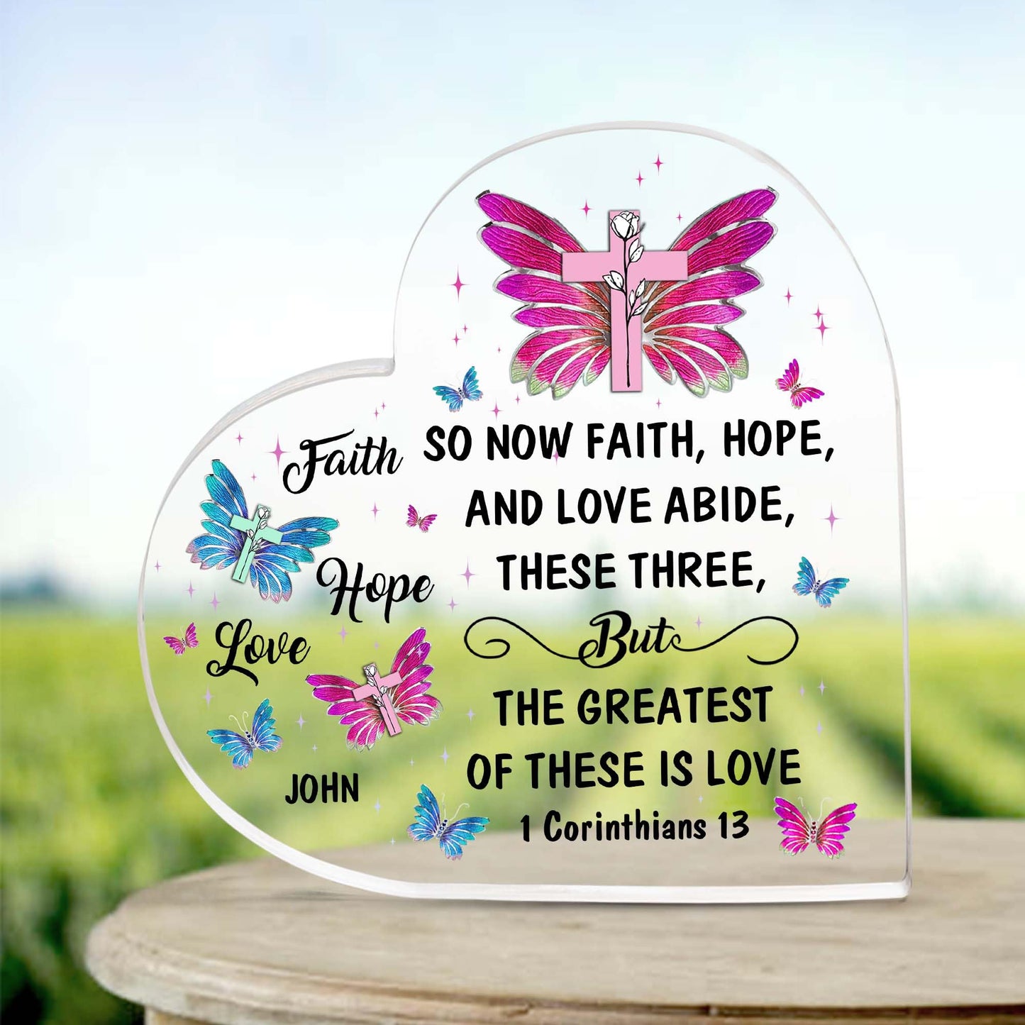 Christian Gifts, Family Religious Gifts for Men Women, Heart-shaped Christian Acrylic Plaque, Christmas Acrylic Plaque, Christian Decorations for Home, Religious Decor, Christian Friend Gifts