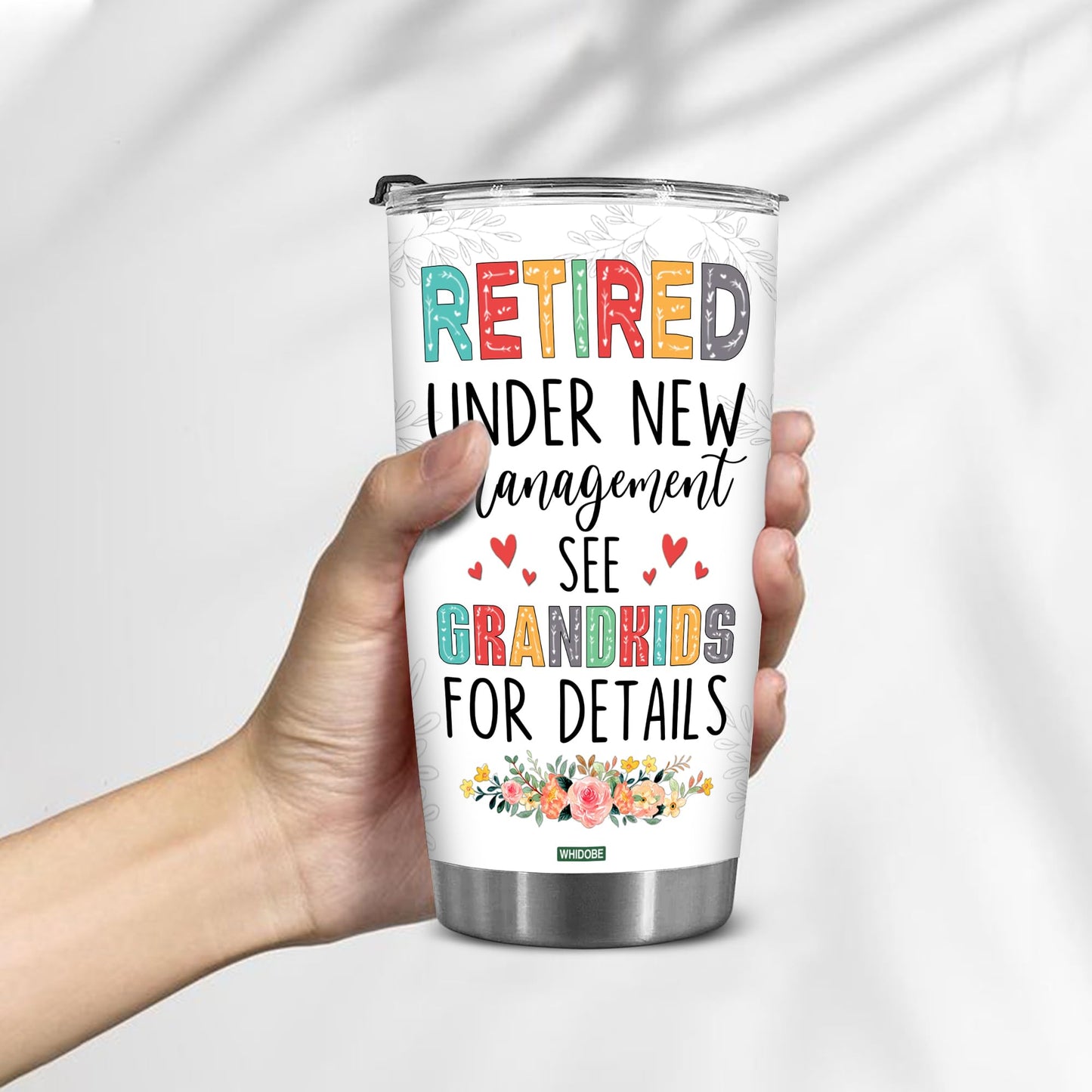 Retired Tumbler Retired Under New Management See Grandkids For Details Tumbler Funny Happy Retirement Gift For Grandma Women From Grandkids On Mothers Day Birthday Anniversary Christmas