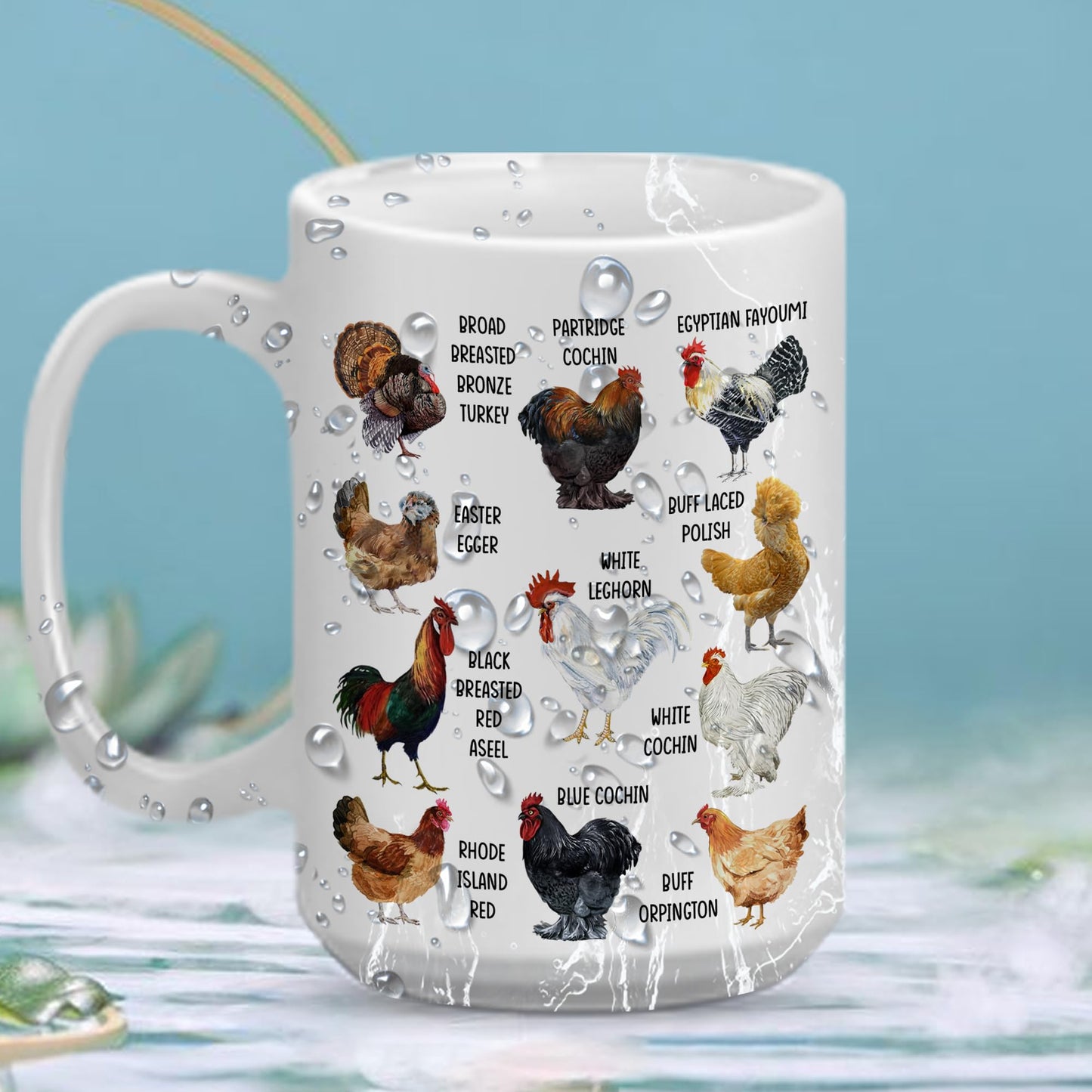 Breeds of Chickens Mug - Chicken Lover Gifts for Women, Chicken Mom Gifts, Chicken Mug Gifts for Chicken Owners, Chicken Coffee Mug with Roosters, Farm Chicken Themed Gifts White Mug 15OZ