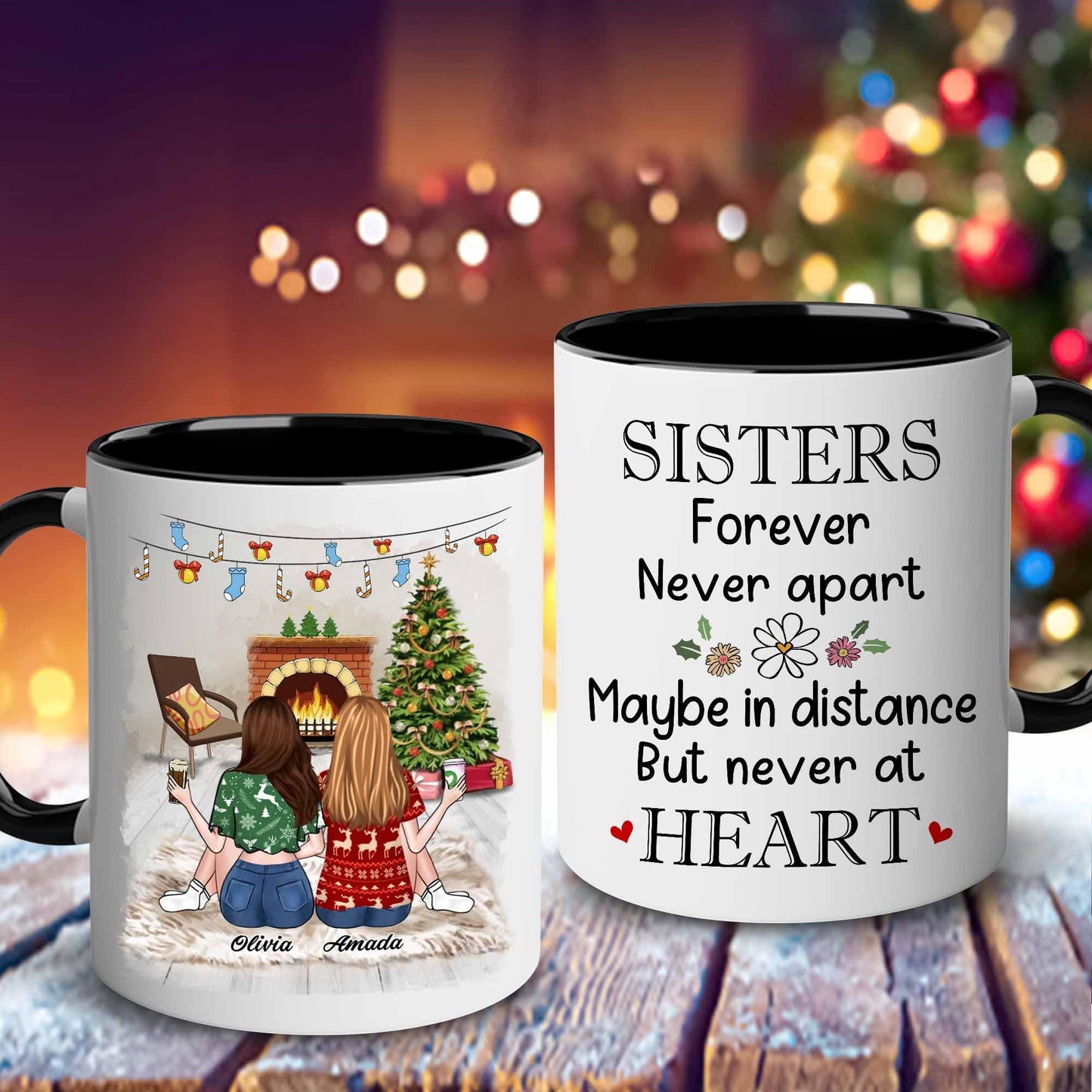 Gift for Sister Mug, Sister Gift for Sister, Best Sister Ever Mug, Sister Birthday Gift Coffee Cup, Side by Side Or Miles Apart Sisters Will Always Be Connected By Heart Women, Mom, Daughter