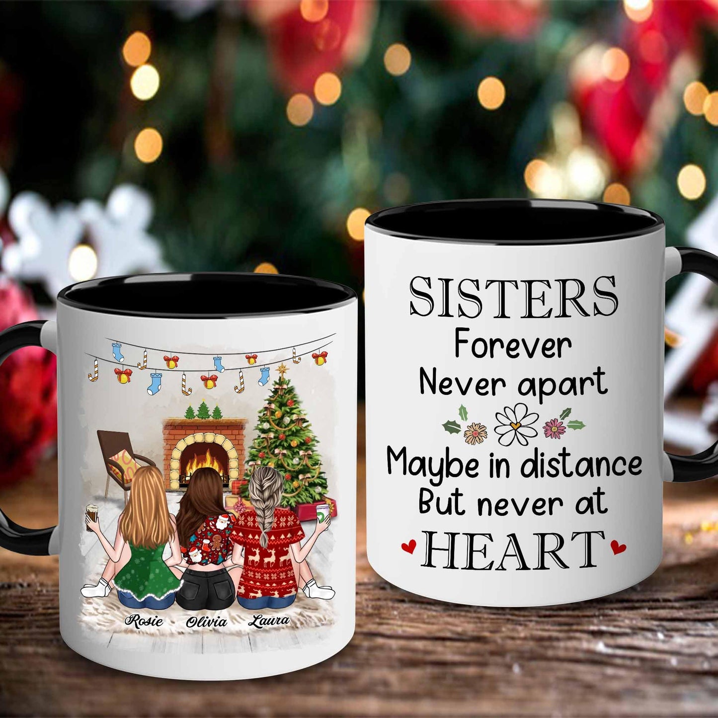 Gift for Sister Mug, Sister Gift for Sister, Best Sister Ever Mug, Sister Birthday Gift Coffee Cup, Side by Side Or Miles Apart Sisters Will Always Be Connected By Heart Women, Mom, Daughter