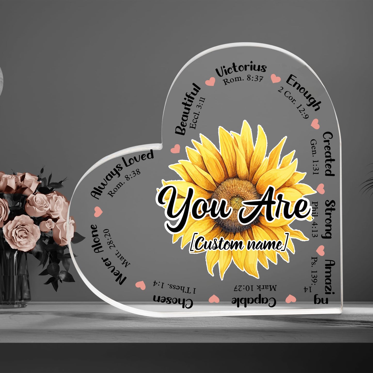 Christian Gifts, Family Religious Gifts for Men Women, Heart-shaped Christian Acrylic Plaque, Christmas Acrylic Plaque, Christian Decorations for Home, Religious Decor, Christian Friend Gifts