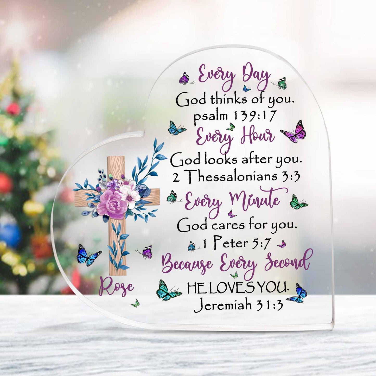 Christian Gifts, Family Religious Gifts for Men Women, Heart-shaped Christian Acrylic Plaque, Christmas Acrylic Plaque, Christian Decorations for Home, Religious Decor, Christian Friend Gifts