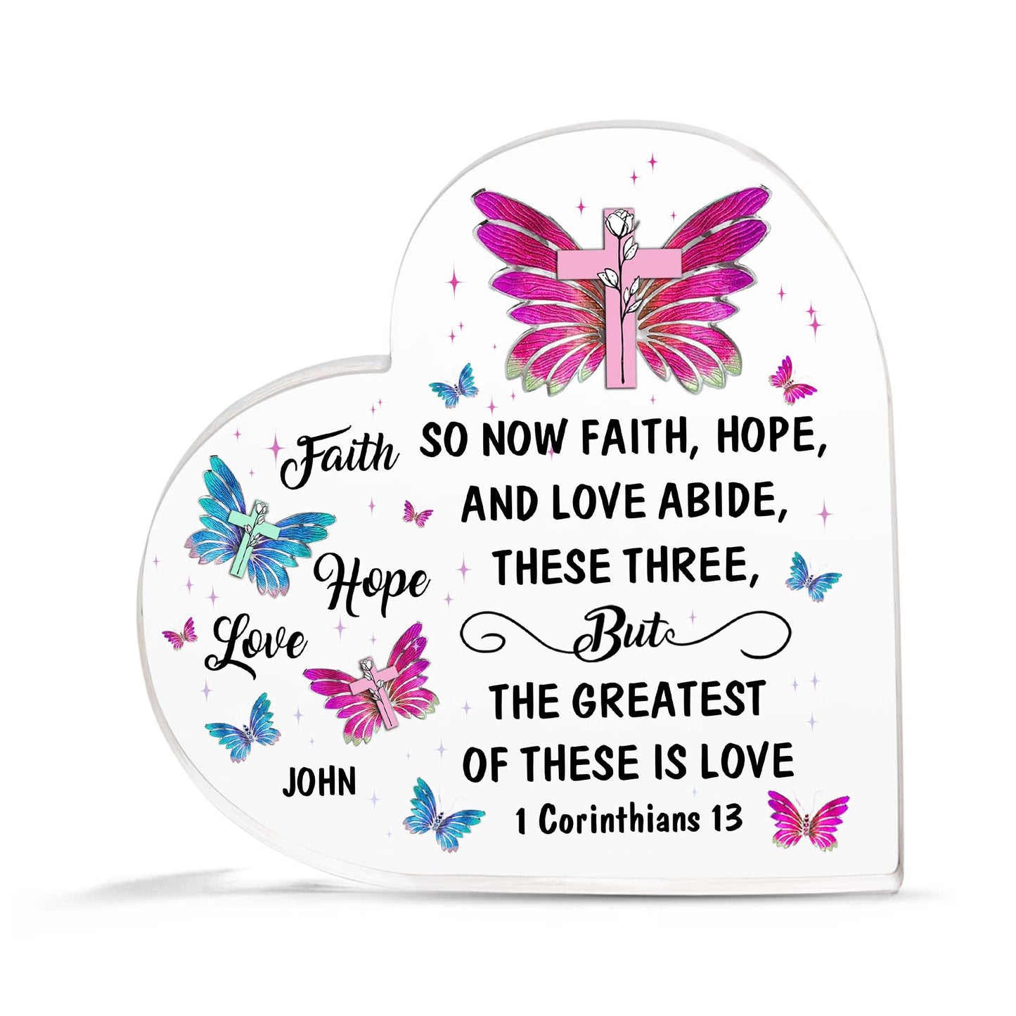 Christian Gifts, Family Religious Gifts for Men Women, Heart-shaped Christian Acrylic Plaque, Christmas Acrylic Plaque, Christian Decorations for Home, Religious Decor, Christian Friend Gifts