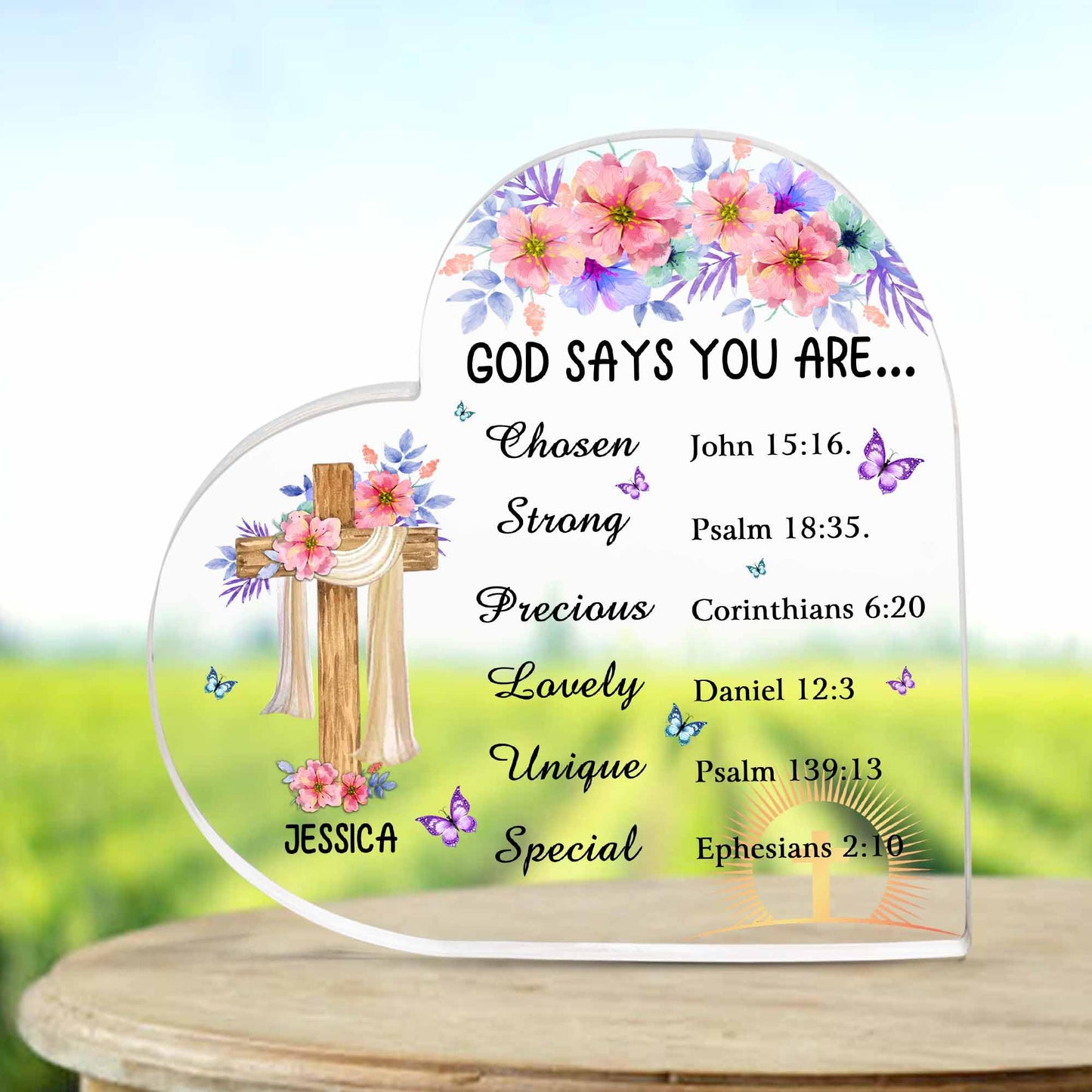 Christian Gifts, Family Religious Gifts for Men Women, Heart-shaped Christian Acrylic Plaque, Christmas Acrylic Plaque, Christian Decorations for Home, Religious Decor, Christian Friend Gifts