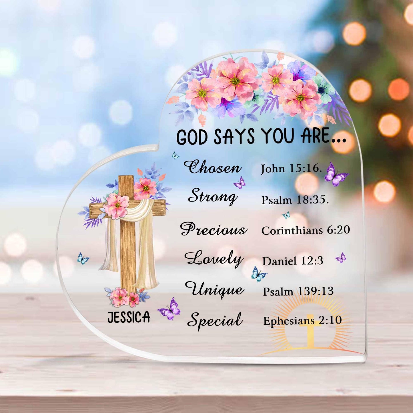 Christian Gifts, Family Religious Gifts for Men Women, Heart-shaped Christian Acrylic Plaque, Christmas Acrylic Plaque, Christian Decorations for Home, Religious Decor, Christian Friend Gifts