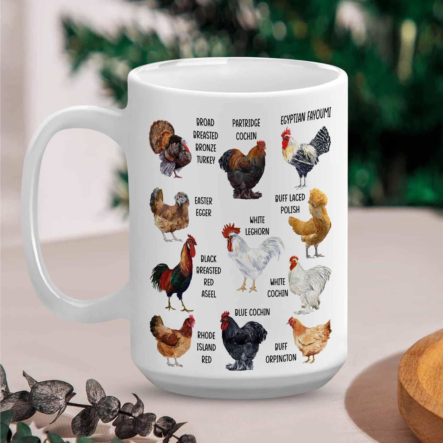 Breeds of Chickens Mug - Chicken Lover Gifts for Women, Chicken Mom Gifts, Chicken Mug Gifts for Chicken Owners, Chicken Coffee Mug with Roosters, Farm Chicken Themed Gifts White Mug 15OZ
