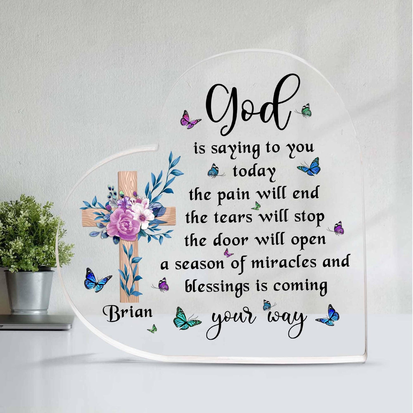 Christian Gifts, Family Religious Gifts for Men Women, Heart-shaped Christian Acrylic Plaque, Christmas Acrylic Plaque, Christian Decorations for Home, Religious Decor, Christian Friend Gifts