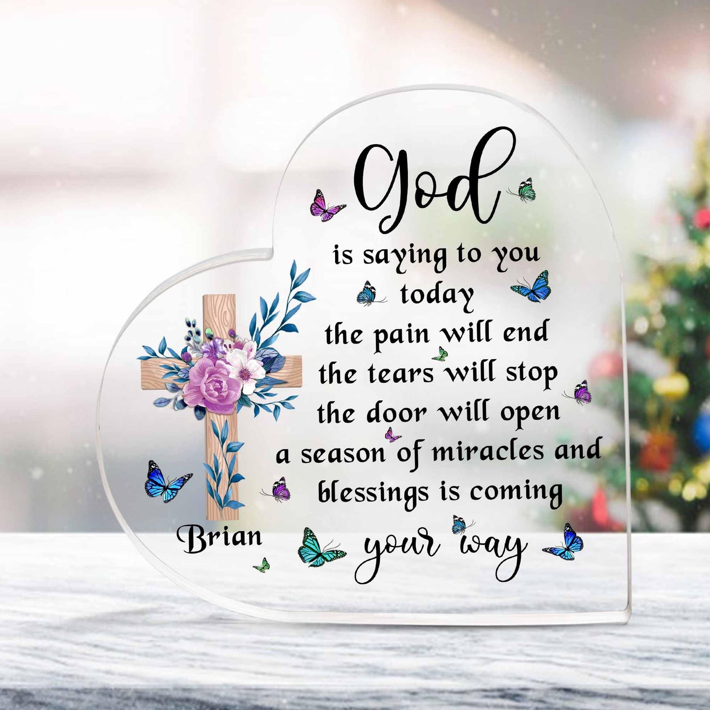 Christian Gifts, Family Religious Gifts for Men Women, Heart-shaped Christian Acrylic Plaque, Christmas Acrylic Plaque, Christian Decorations for Home, Religious Decor, Christian Friend Gifts