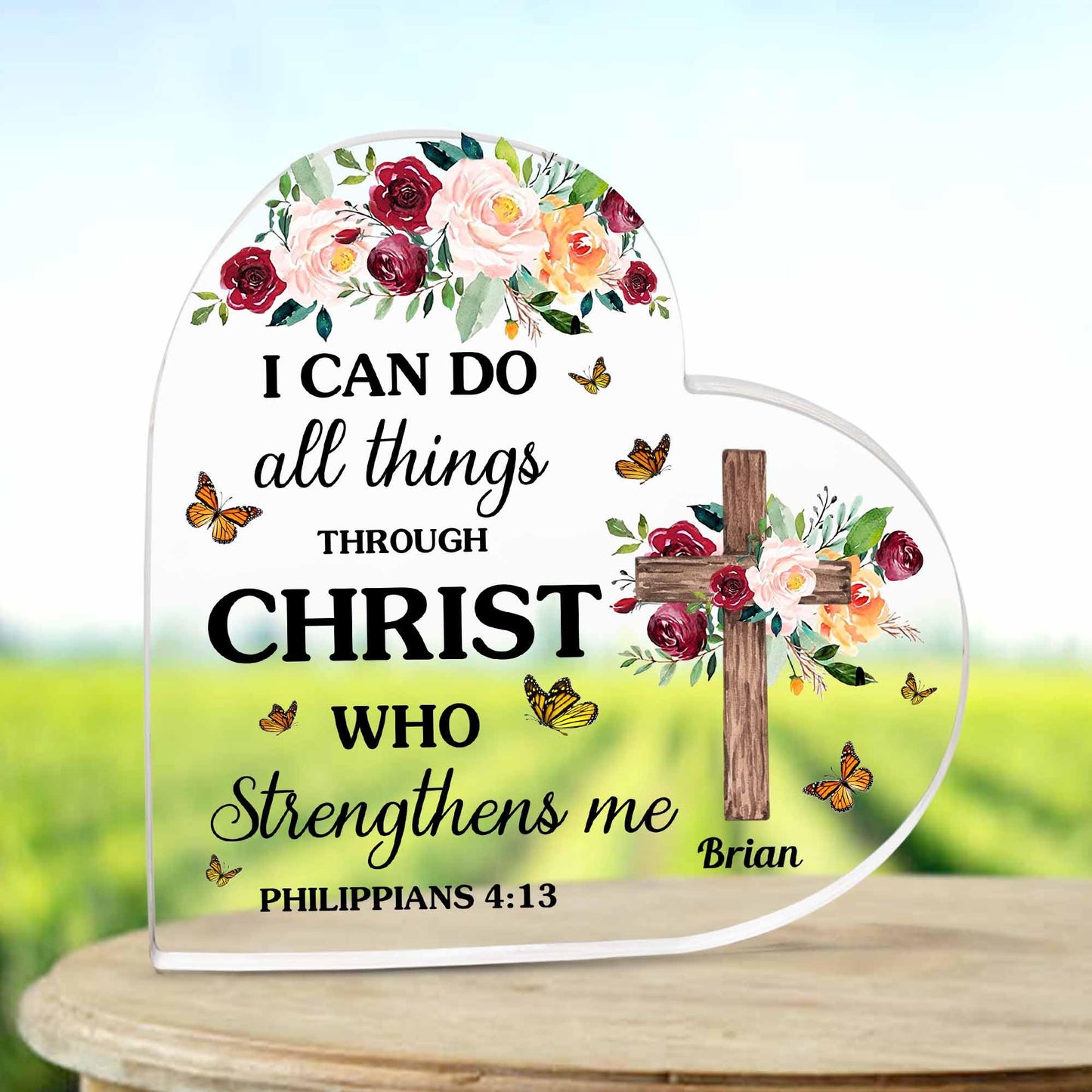 Christian Gifts, Family Religious Gifts for Men Women, Heart-shaped Christian Acrylic Plaque, Christmas Acrylic Plaque, Christian Decorations for Home, Religious Decor, Christian Friend Gifts