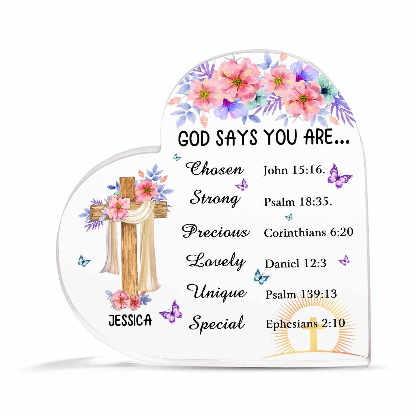 Christian Gifts, Family Religious Gifts for Men Women, Heart-shaped Christian Acrylic Plaque, Christmas Acrylic Plaque, Christian Decorations for Home, Religious Decor, Christian Friend Gifts