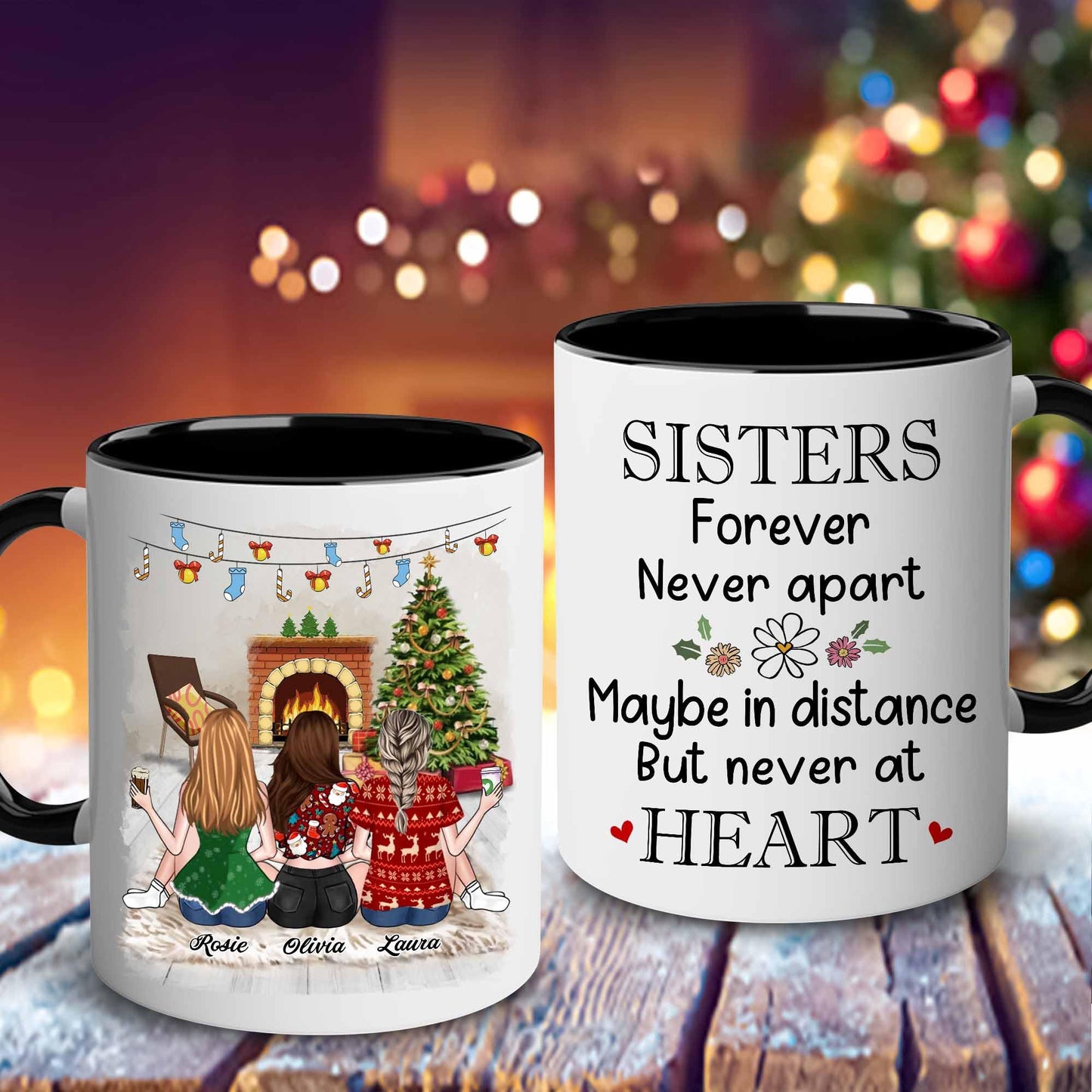 Gift for Sister Mug, Sister Gift for Sister, Best Sister Ever Mug, Sister Birthday Gift Coffee Cup, Side by Side Or Miles Apart Sisters Will Always Be Connected By Heart Women, Mom, Daughter