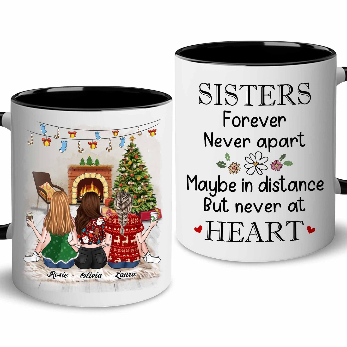 Gift for Sister Mug, Sister Gift for Sister, Best Sister Ever Mug, Sister Birthday Gift Coffee Cup, Side by Side Or Miles Apart Sisters Will Always Be Connected By Heart Women, Mom, Daughter