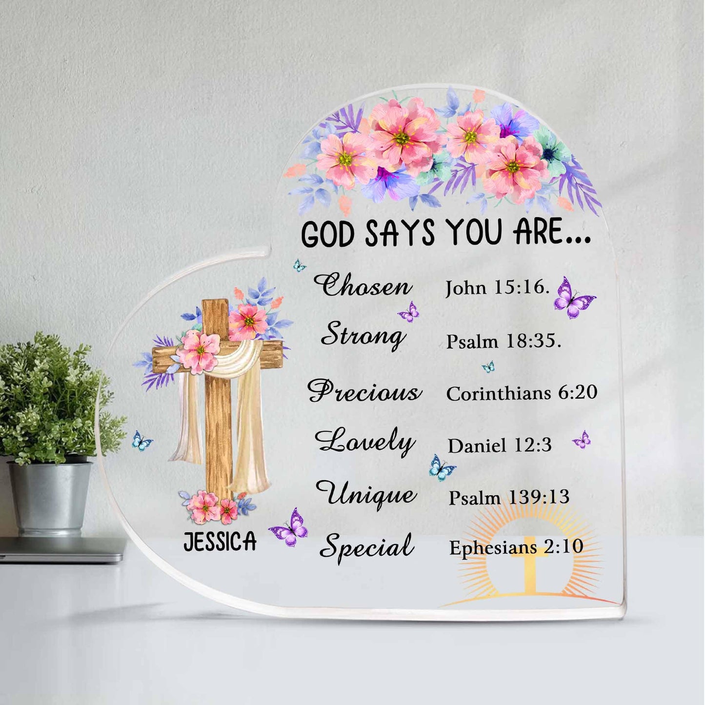 Christian Gifts, Family Religious Gifts for Men Women, Heart-shaped Christian Acrylic Plaque, Christmas Acrylic Plaque, Christian Decorations for Home, Religious Decor, Christian Friend Gifts