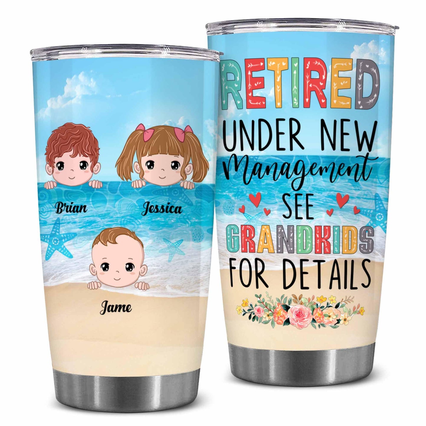 Retirement Gifts - Retirement Tumbler - Retired Under New Management See Wife For Details Tumbler, Quitter, Retired Gifts, Husband, Dad, Boyfriend, Men, Christmas, Fathers day, Boss 20OZ
