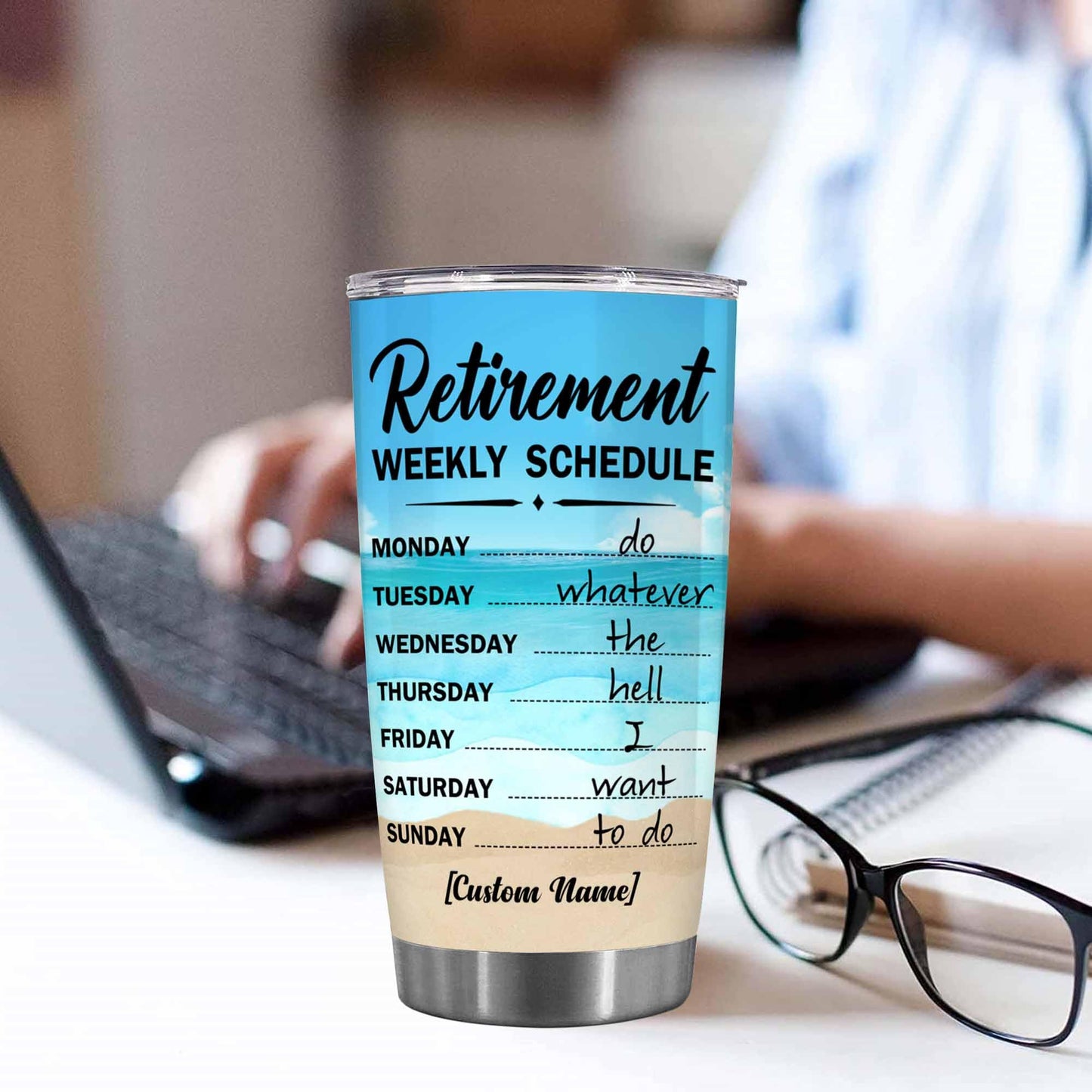 Retirement Gifts - Retirement Weekly Schedule Tumbler for Women, Mom, Grandma, Woman - Retired Calendar Tumbler for Coworkers Family Her, Girl Mothers Day Birthday Christmas 20OZ