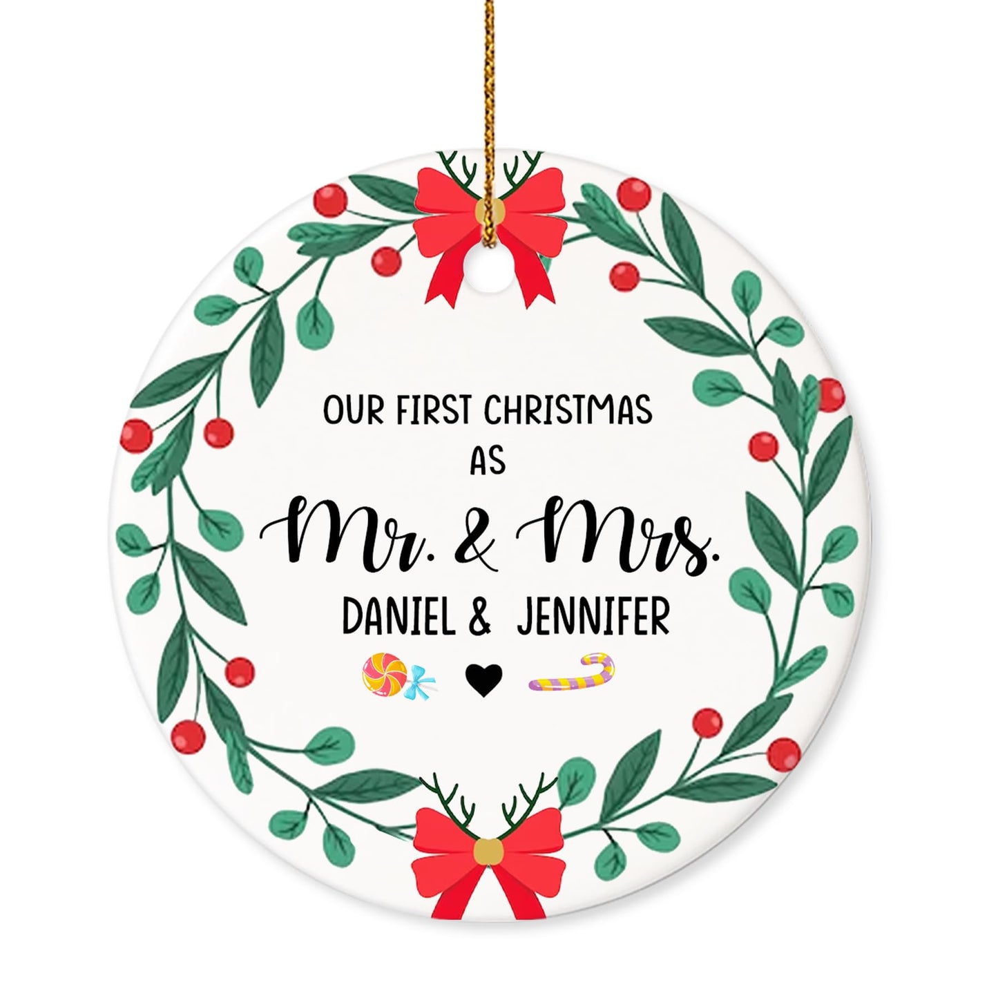 Our First Christmas as Mr. and Mrs. Ornament, Wedding Gifts for Couple Bride and Groom, 1st Christmas Married Ornaments, 2023 Christmas Tree Decoration, Bridal Shower Gift, Newlywed Gift