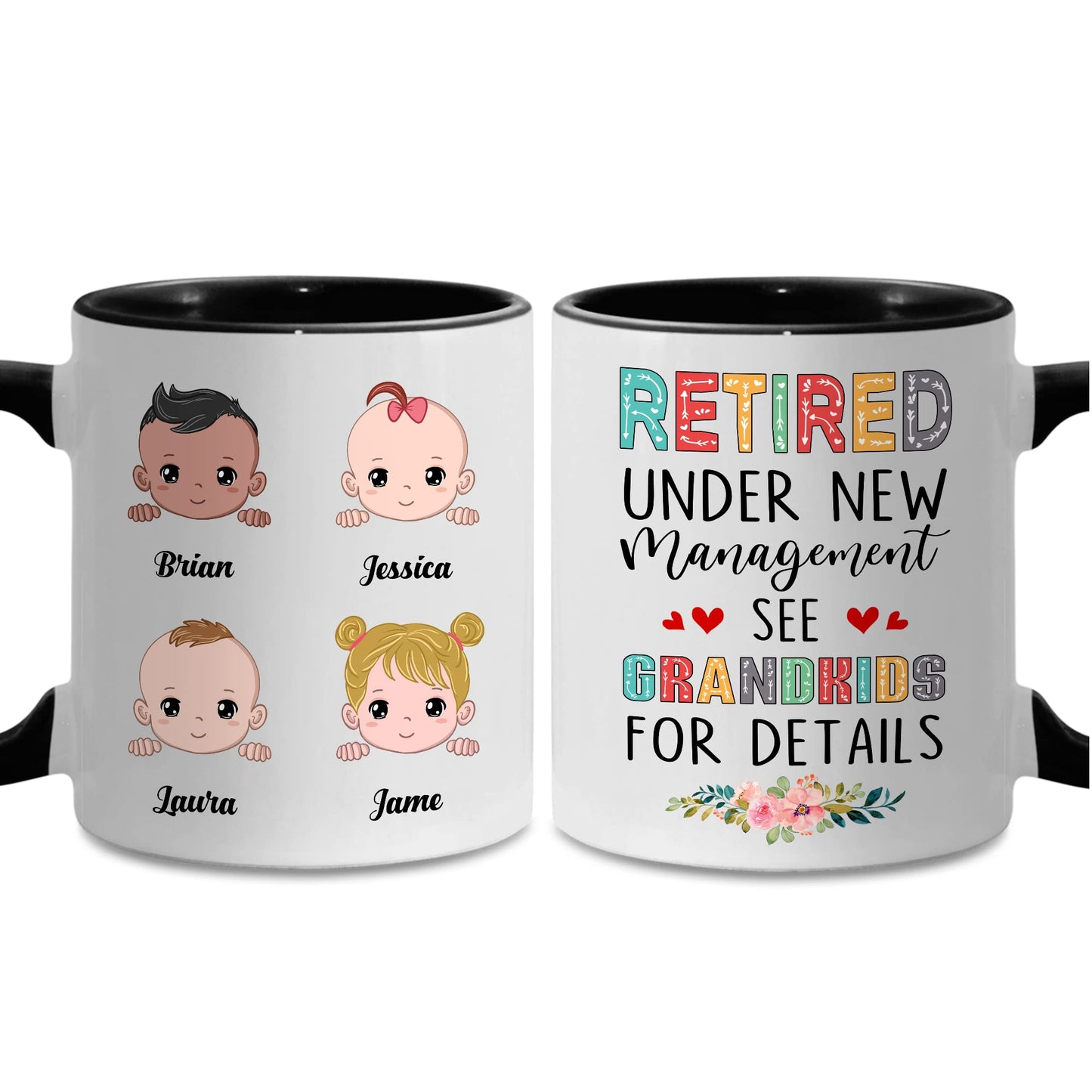 Retired Mug Retirement Mug Retired Under New Management See Grandkids For Details Mug Funny Happy Retirement Gift For Grandma Women From Grandkids On Mothers Day Birthday Christmas Accent 11OZ