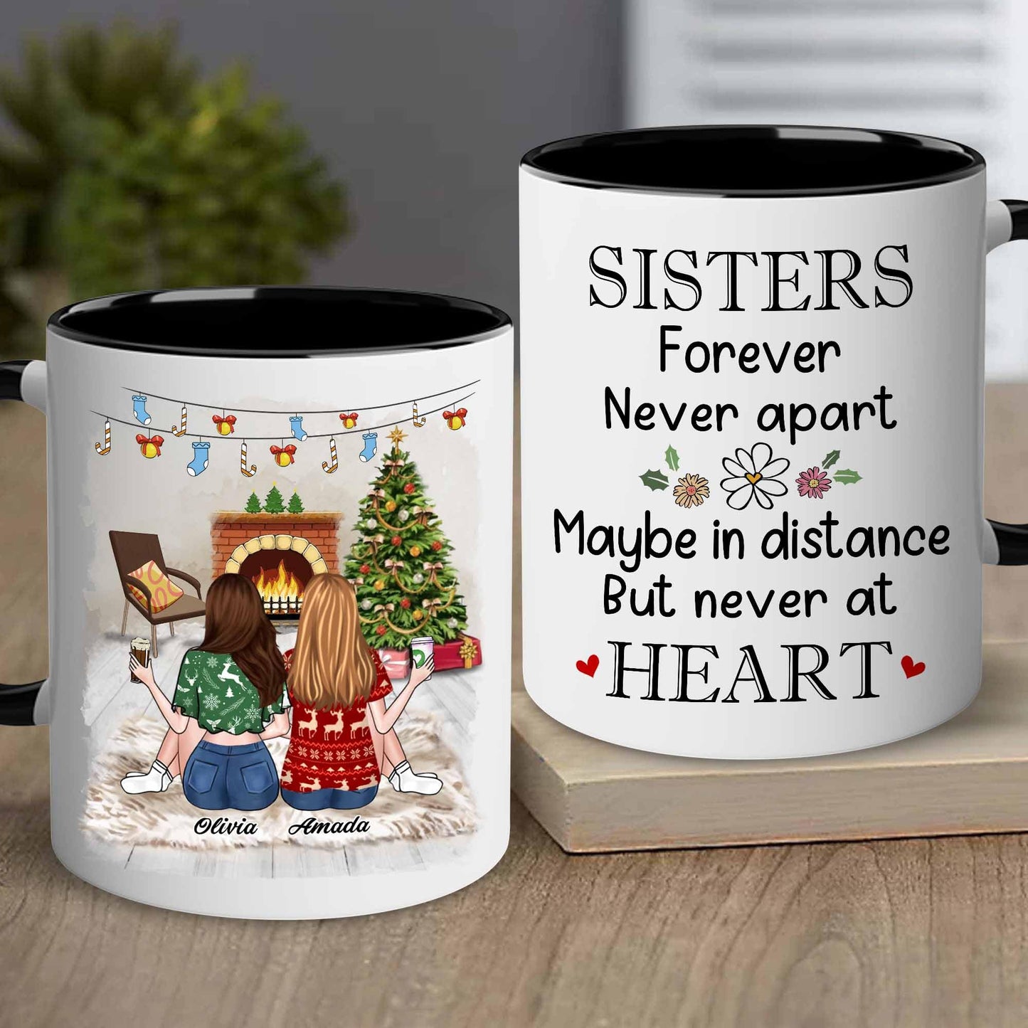 Gift for Sister Mug, Sister Gift for Sister, Best Sister Ever Mug, Sister Birthday Gift Coffee Cup, Side by Side Or Miles Apart Sisters Will Always Be Connected By Heart Women, Mom, Daughter