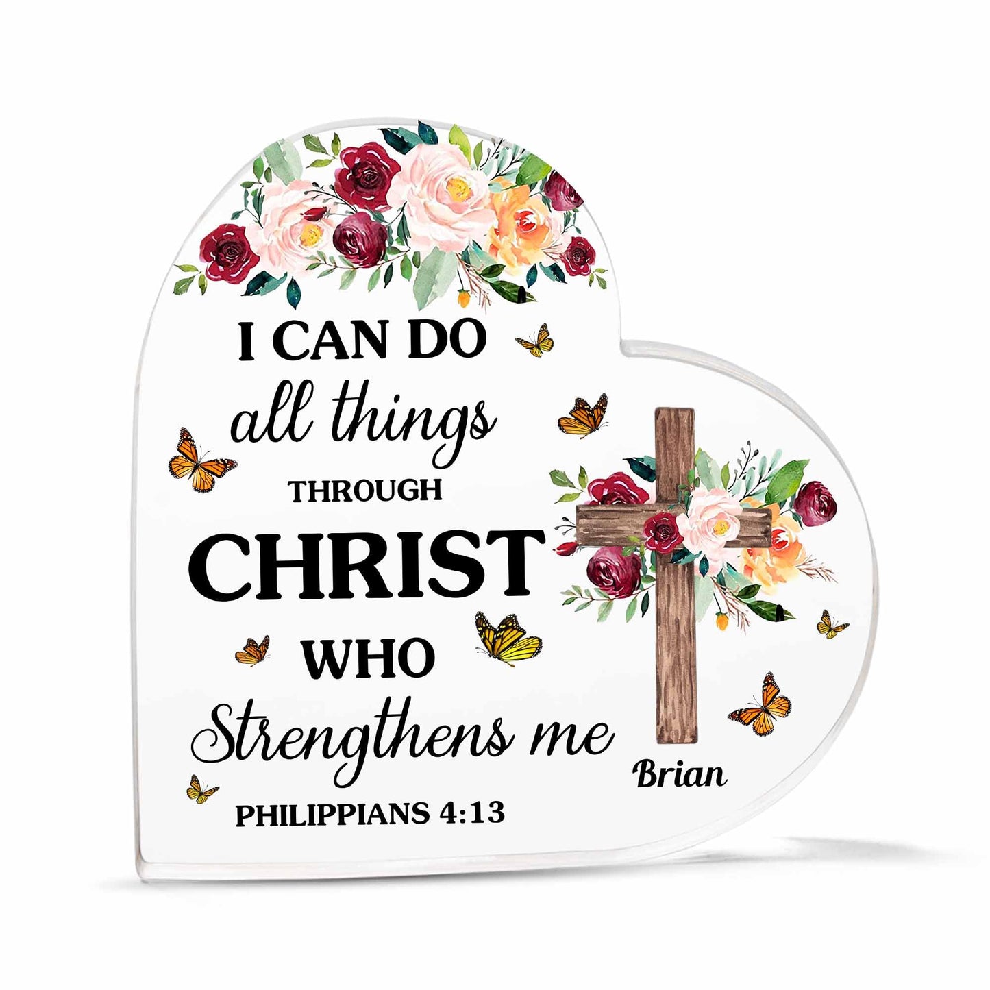 Christian Gifts, Family Religious Gifts for Men Women, Heart-shaped Christian Acrylic Plaque, Christmas Acrylic Plaque, Christian Decorations for Home, Religious Decor, Christian Friend Gifts