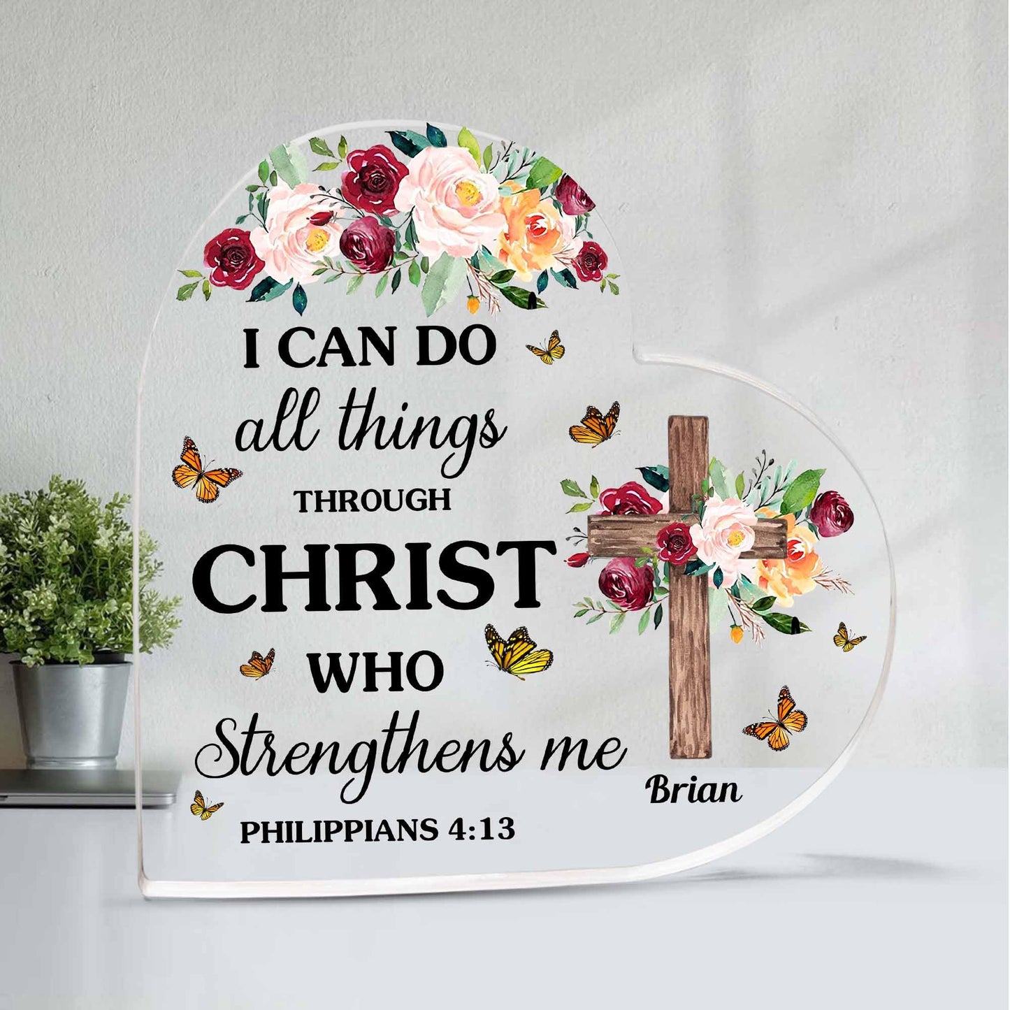 Christian Gifts, Family Religious Gifts for Men Women, Heart-shaped Christian Acrylic Plaque, Christmas Acrylic Plaque, Christian Decorations for Home, Religious Decor, Christian Friend Gifts