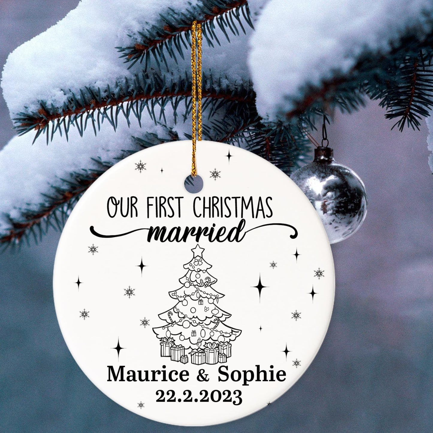 Our First Christmas as Mr. and Mrs. Ornament, Wedding Gifts for Couple Bride and Groom, 1st Christmas Married Ornaments, 2023 Christmas Tree Decoration, Bridal Shower Gift, Newlywed Gift
