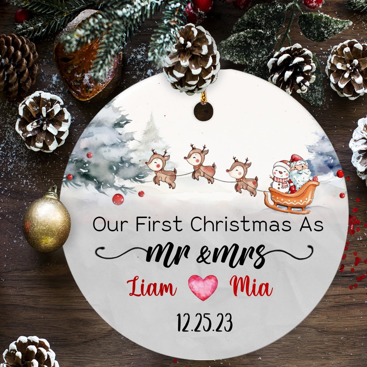 Our First Christmas as Mr. and Mrs. Ornament, Wedding Gifts for Couple Bride and Groom, 1st Christmas Married Ornaments, 2023 Christmas Tree Decoration, Bridal Shower Gift, Newlywed Gift