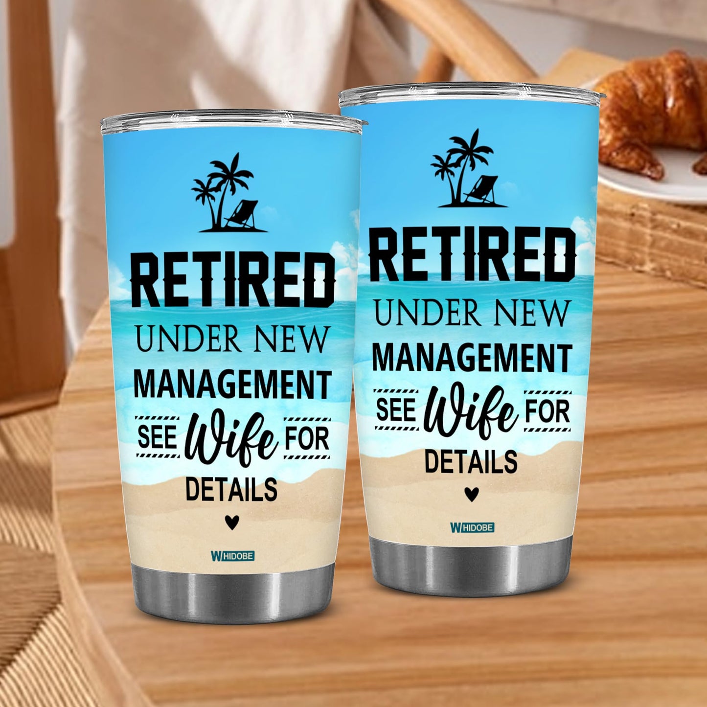 Retirement Gifts - Retirement Tumbler - Retired Under New Management See Wife For Details Tumbler, Quitter, Retired Gifts, Husband, Dad, Boyfriend, Men, Christmas, Fathers day, Boss 20OZ