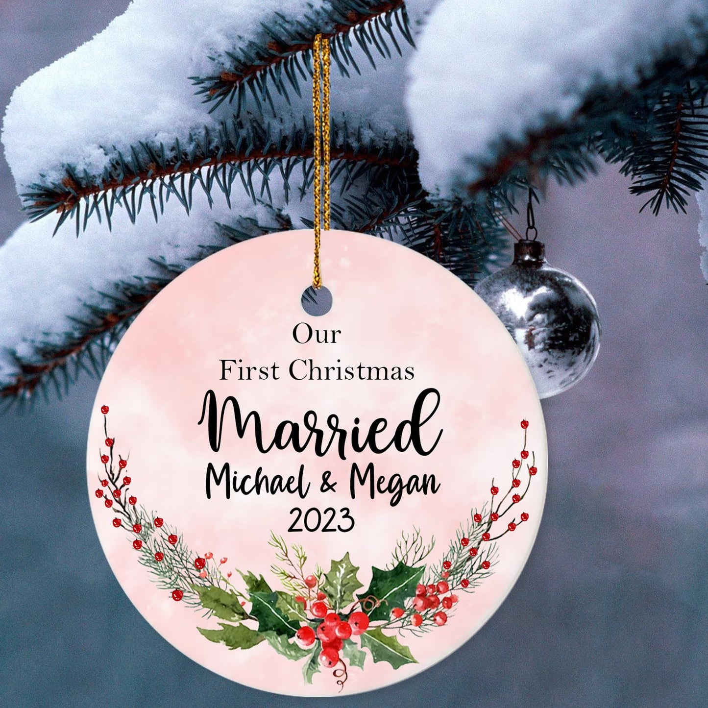 Our First Christmas as Mr. and Mrs. Ornament, Wedding Gifts for Couple Bride and Groom, 1st Christmas Married Ornaments, 2023 Christmas Tree Decoration, Bridal Shower Gift, Newlywed Gift