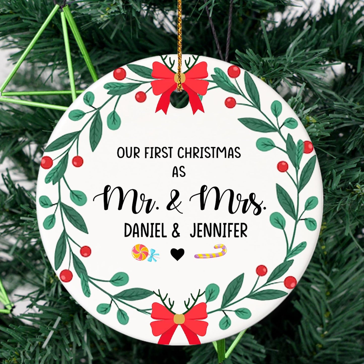 Our First Christmas as Mr. and Mrs. Ornament, Wedding Gifts for Couple Bride and Groom, 1st Christmas Married Ornaments, 2023 Christmas Tree Decoration, Bridal Shower Gift, Newlywed Gift