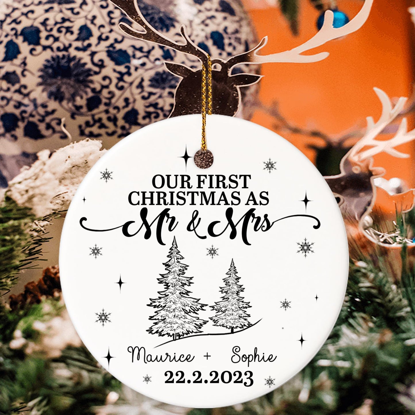 Our First Christmas as Mr. and Mrs. Ornament, Wedding Gifts for Couple Bride and Groom, 1st Christmas Married Ornaments, 2023 Christmas Tree Decoration, Bridal Shower Gift, Newlywed Gift