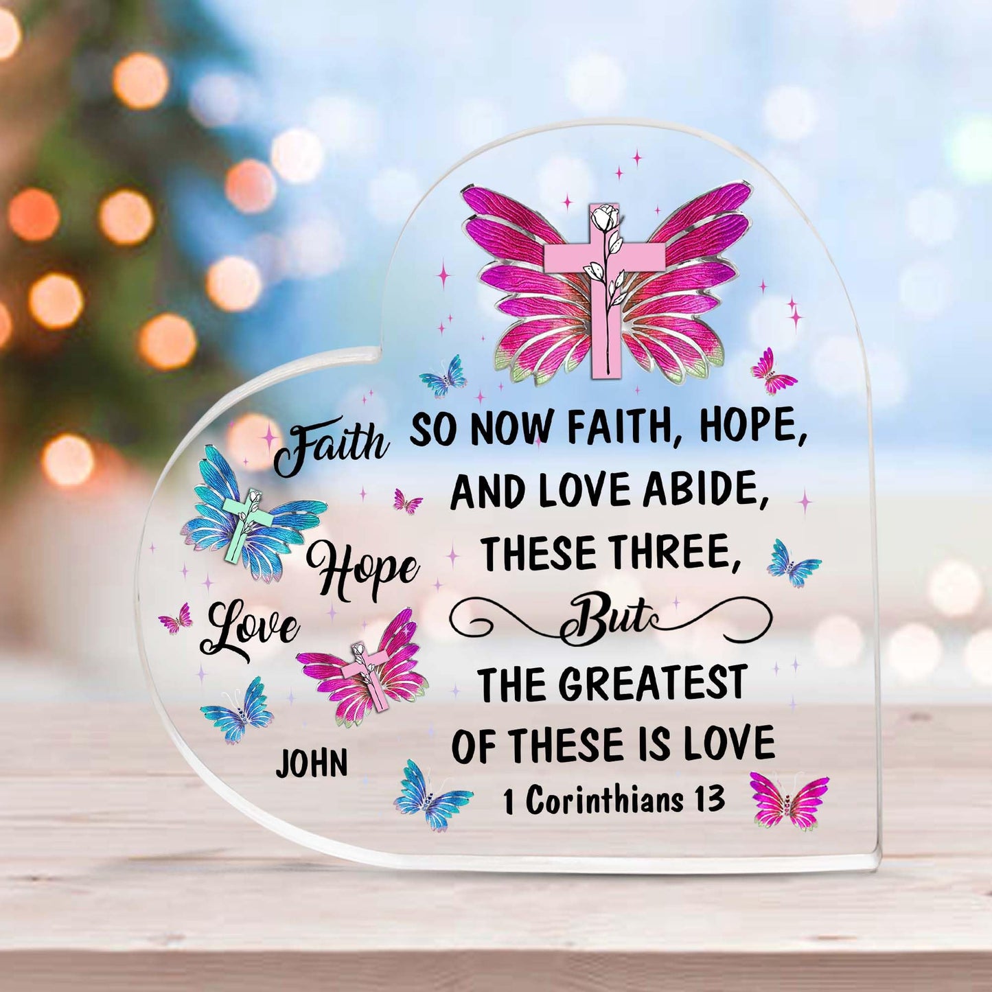 Christian Gifts, Family Religious Gifts for Men Women, Heart-shaped Christian Acrylic Plaque, Christmas Acrylic Plaque, Christian Decorations for Home, Religious Decor, Christian Friend Gifts