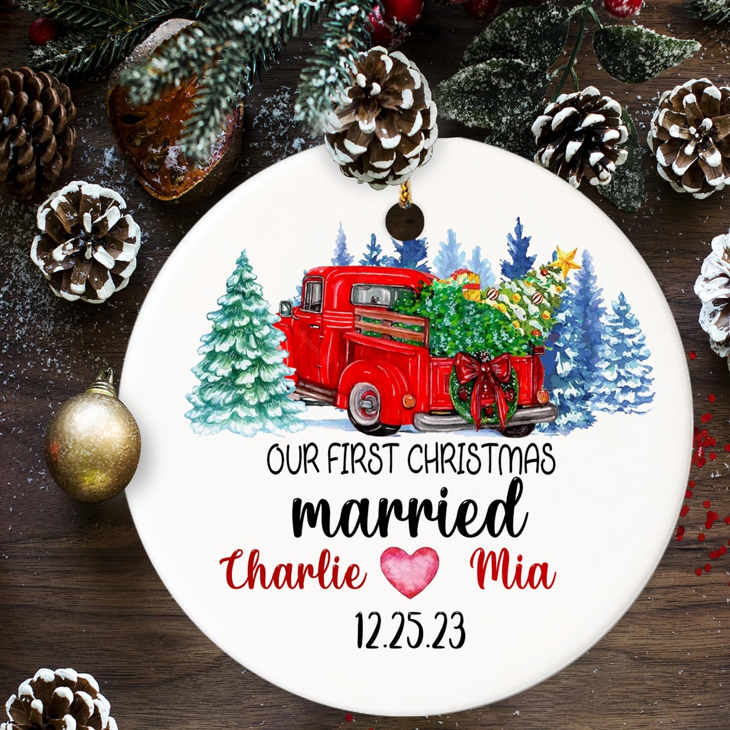 Our First Christmas as Mr. and Mrs. Ornament, Wedding Gifts for Couple Bride and Groom, 1st Christmas Married Ornaments, 2023 Christmas Tree Decoration, Bridal Shower Gift, Newlywed Gift